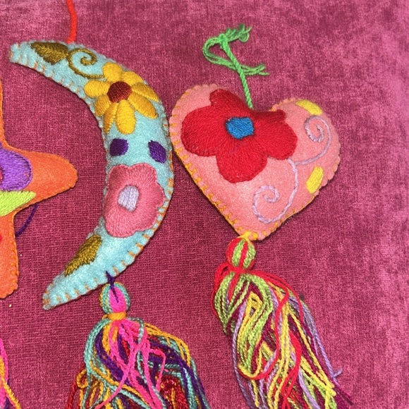 Colorful Hanging Artisan Ornaments Set with Tassels Mexico Decor whimsigoth - Picture 4 of 4
